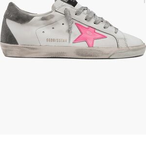 Golden Goose super star low top sneaker White with Pink Star